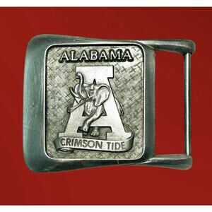 Vintage University Alabama Belt Buckle 70s 80s Crimson Tide 3D Raised Design